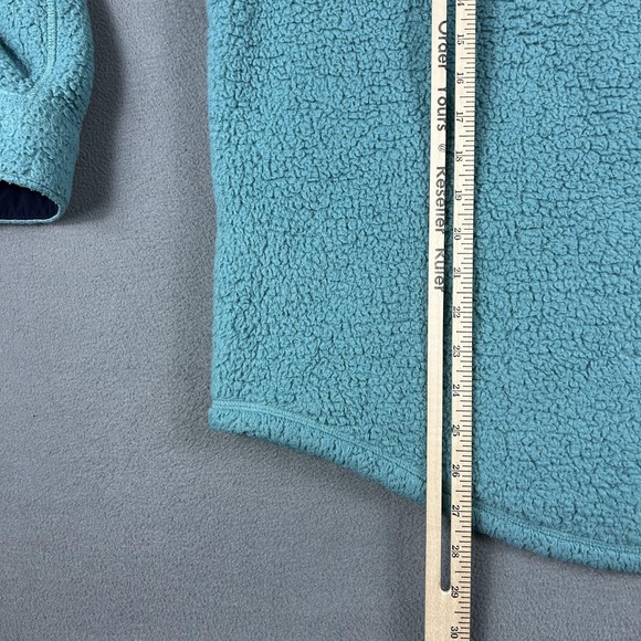 Outerknown Jacket Mens Medium Teal Sherpa Fleece Snap‎ Front Shirt Shacket Coat - Picture 7 of 7